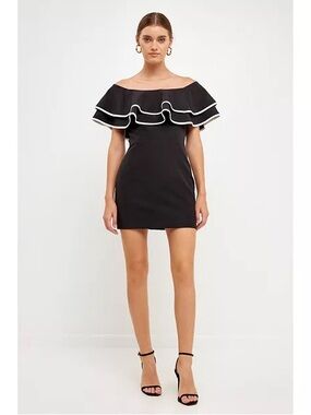 #NWT Endless Rose
Black and white mini dress with ruffle neck line
Size L